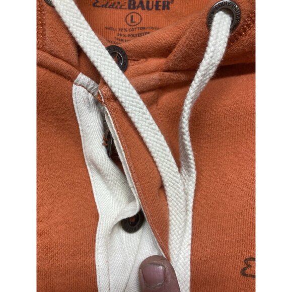 Eddie Bauer Hoodie Men’s Size Large Orange Long Sleeve Pullover - Picture 3 of 11